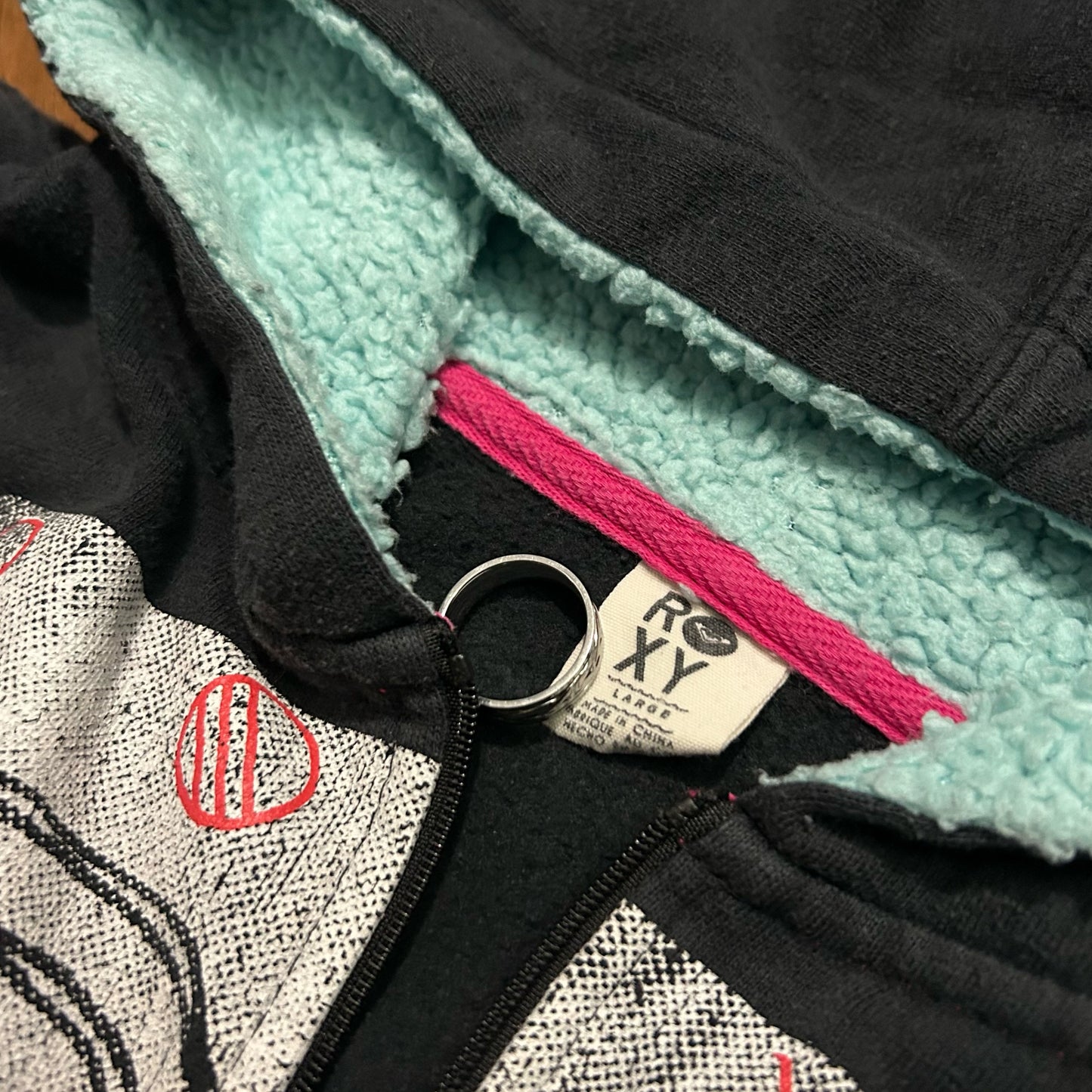 (Women L) Roxy Surfwear Full Zip Fleece Hoodie