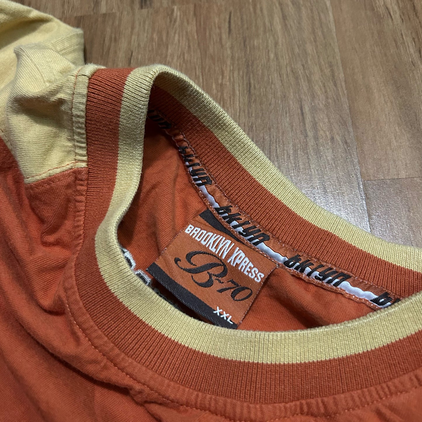 (XXL) Vintage 2000s Brooklyn Express Embroidered Patch Orange Yellow T-Shirt