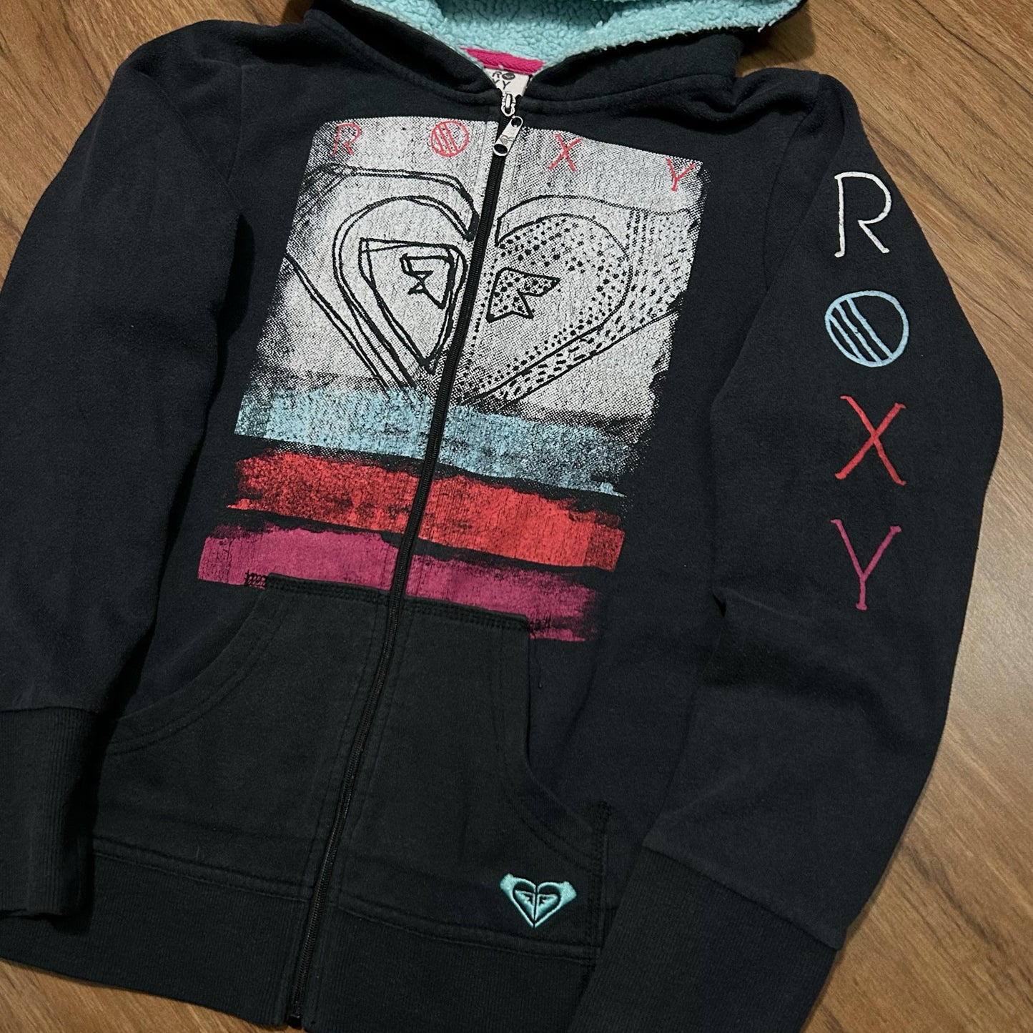 (Women L) Roxy Surfwear Full Zip Fleece Hoodie