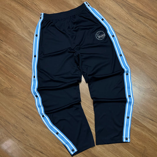 (M) Vintage Starter Asphalt Legend Baggy Black Blue Snap-On Track Pants