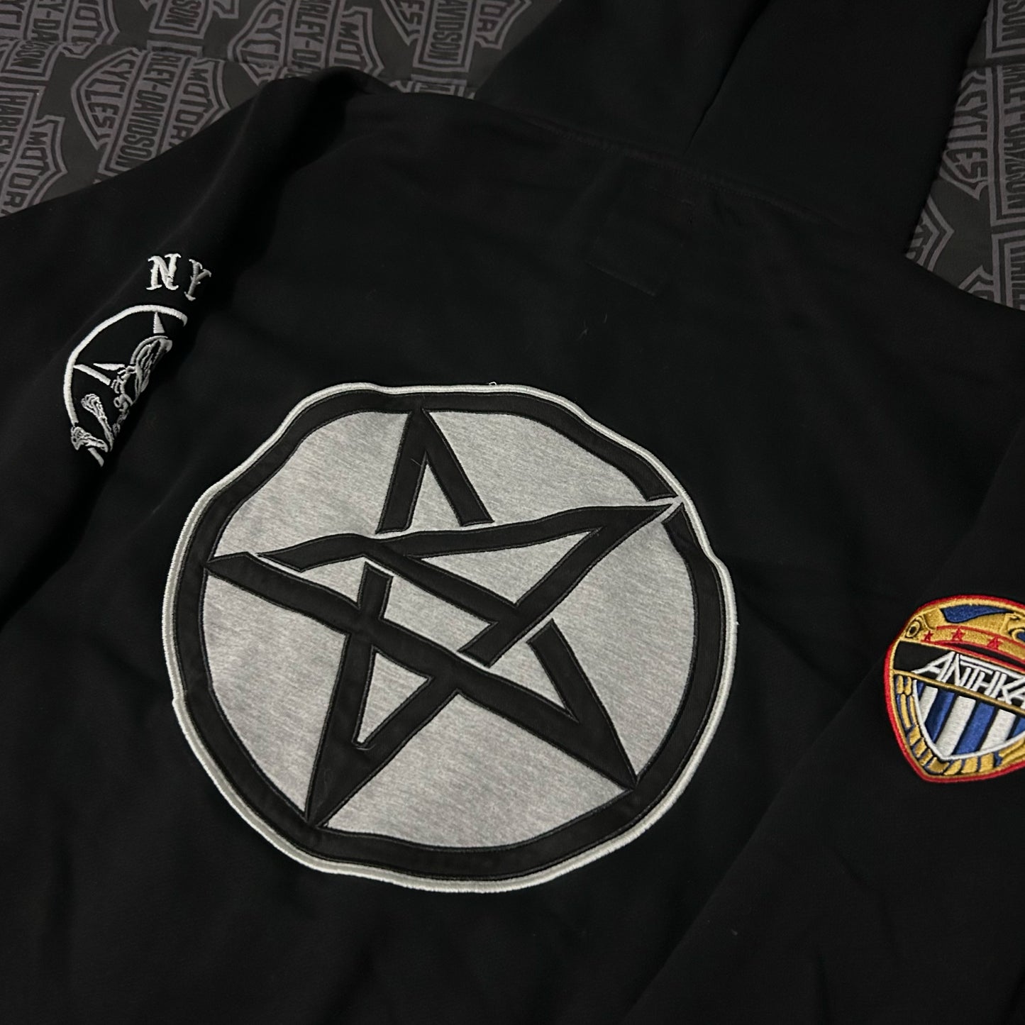 (L) Anthrax NYC 81' Embroidered Full Zip Black Hoodie