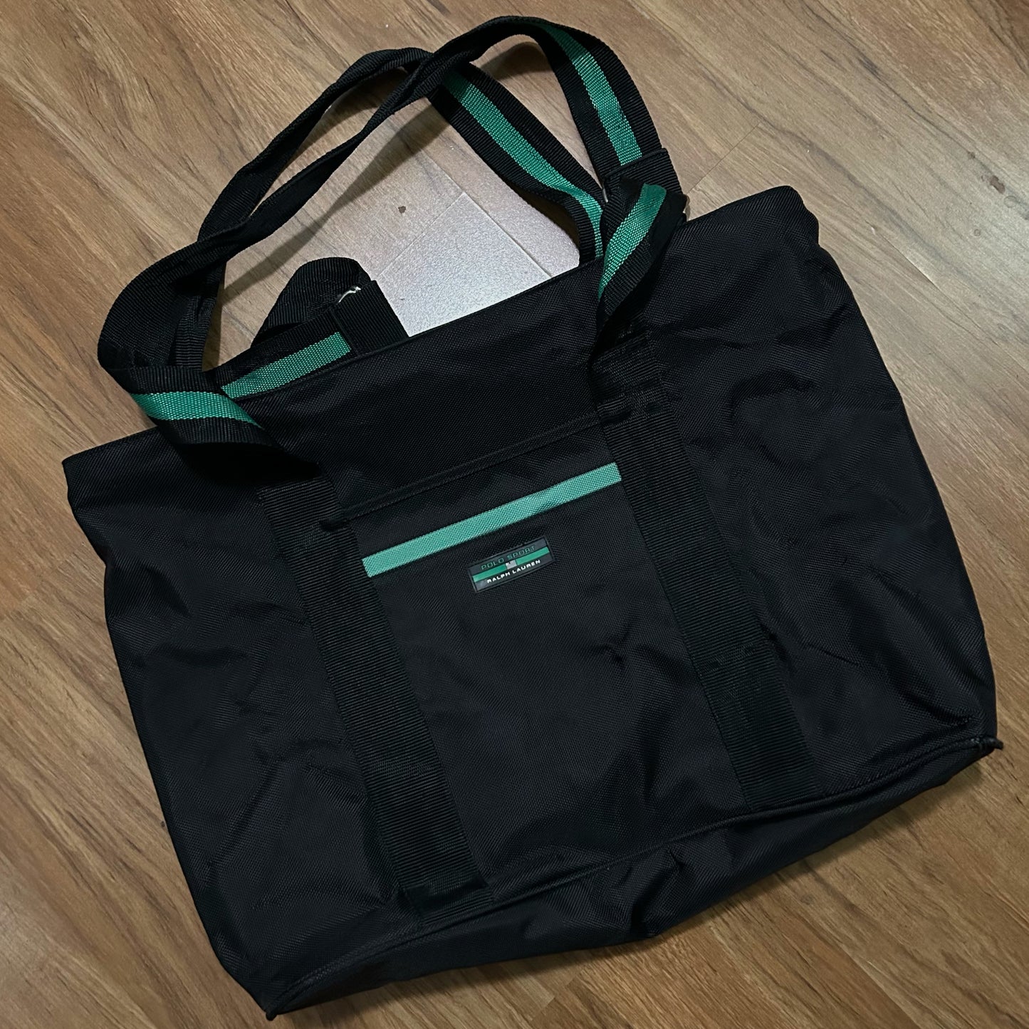 (OS) Vintage Polo Sport Ralph Lauren Black Green Tote Bag