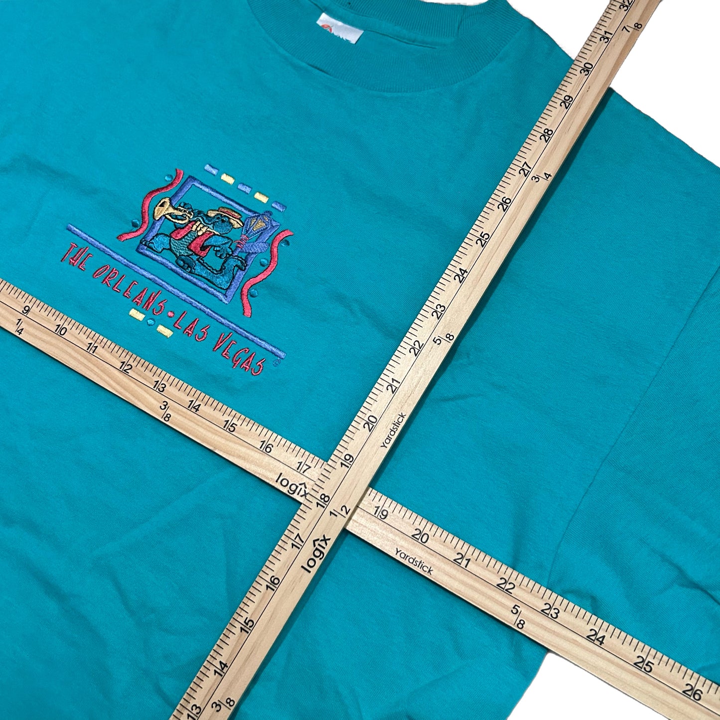 (XL) 90s Las Vegas The Orleans Embroidered Teal T-Shirt