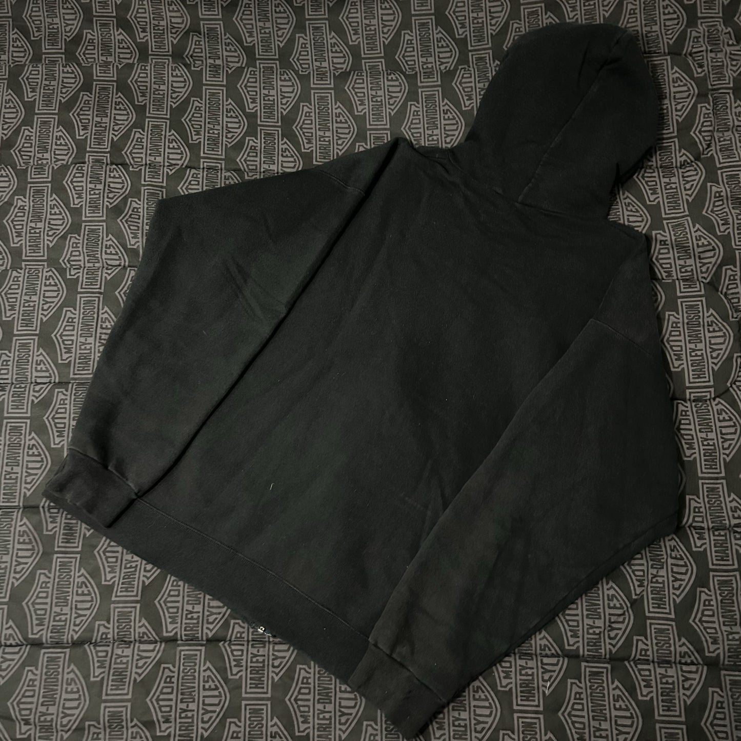 (L) Vintage Hanes Ultimate Cotton Black Full Zip Essential Hoodie
