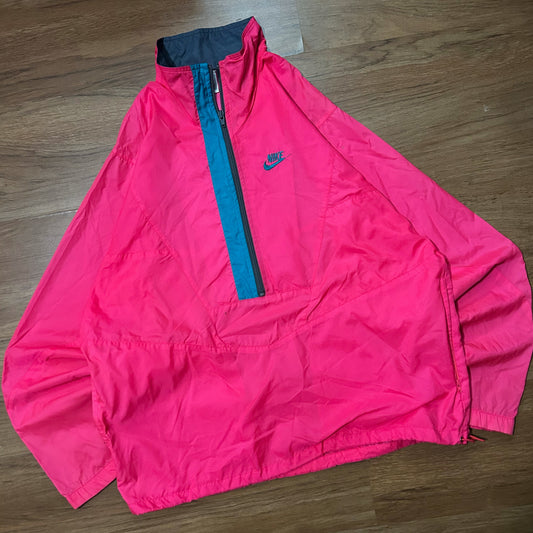 (L) Vintage 90s Nike South Beach Pullover Pink Windbreaker