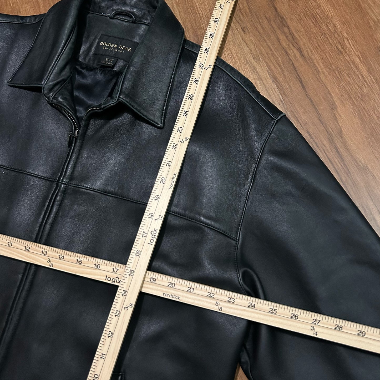 (XL) Vintage Golden Bear Black Leather Jacket