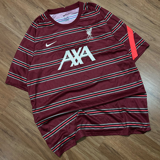 (XL) Nike Liverpool AXA Soccer Training Striped Jersey