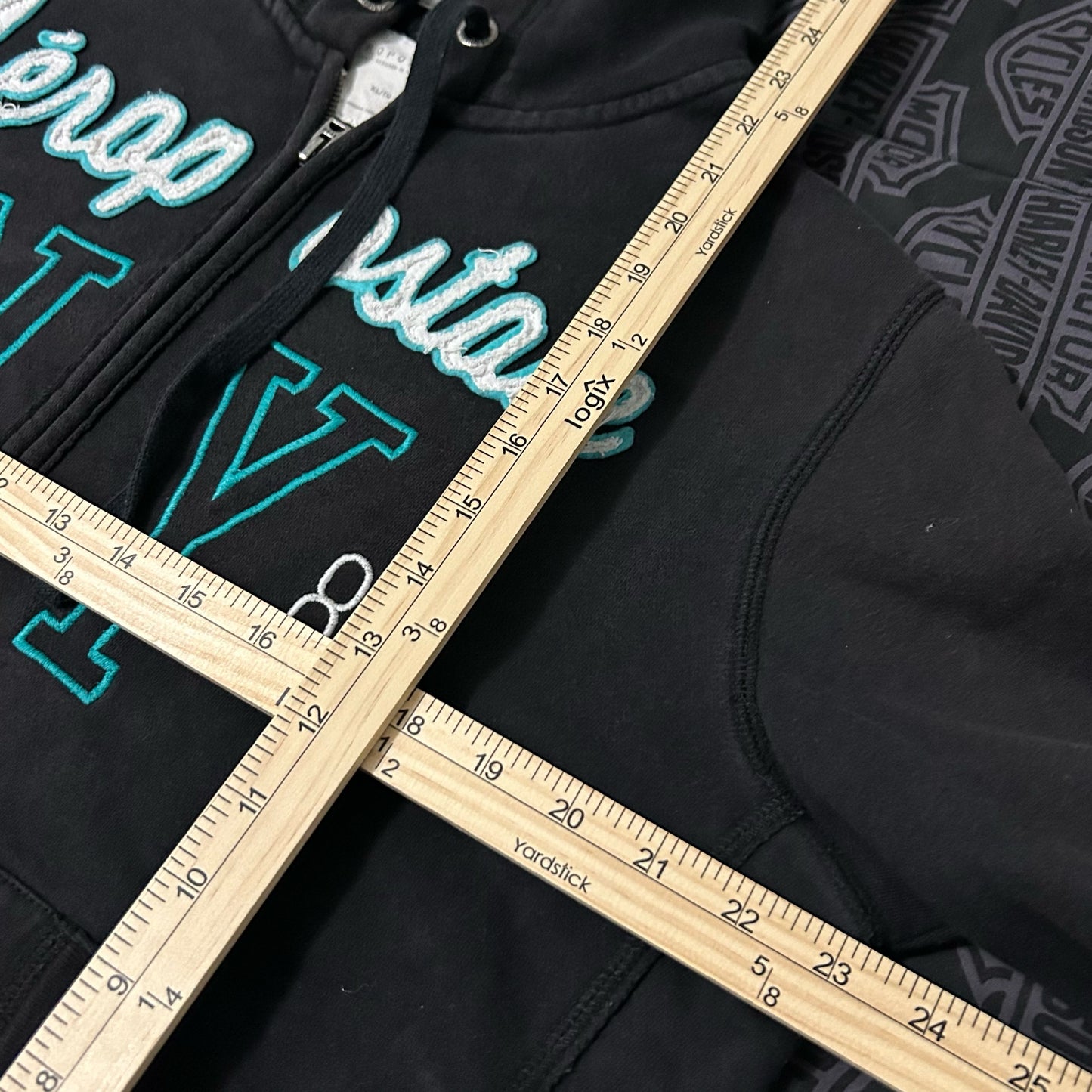 (Women XL) Vintage Y2K Aeropostale NY 1987 Full Zip Embroidered Teal Hoodie