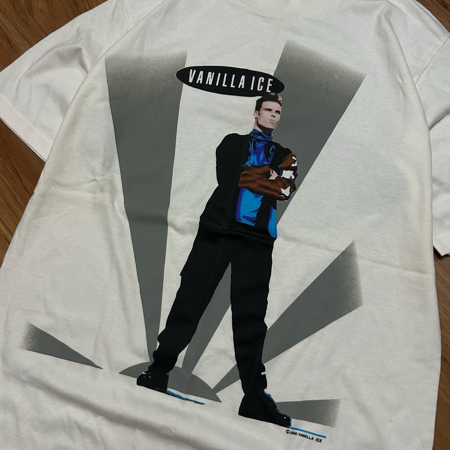 (L) Vintage 1990 Vanilla Ice World Rap Tour White T-Shirt