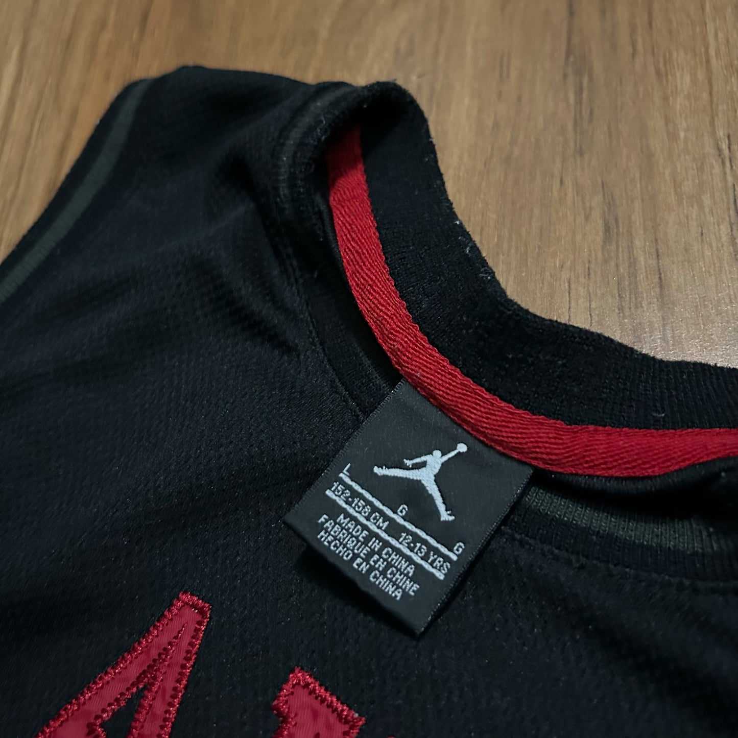 (Youth L) Air Jordan Youth "Fly Since 1982" Stitched Black Red Basketball Jersey
