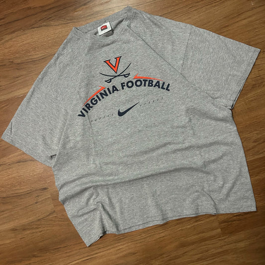 (L) Vintage Y2K Nike Virginia University Football Grey T-Shirt