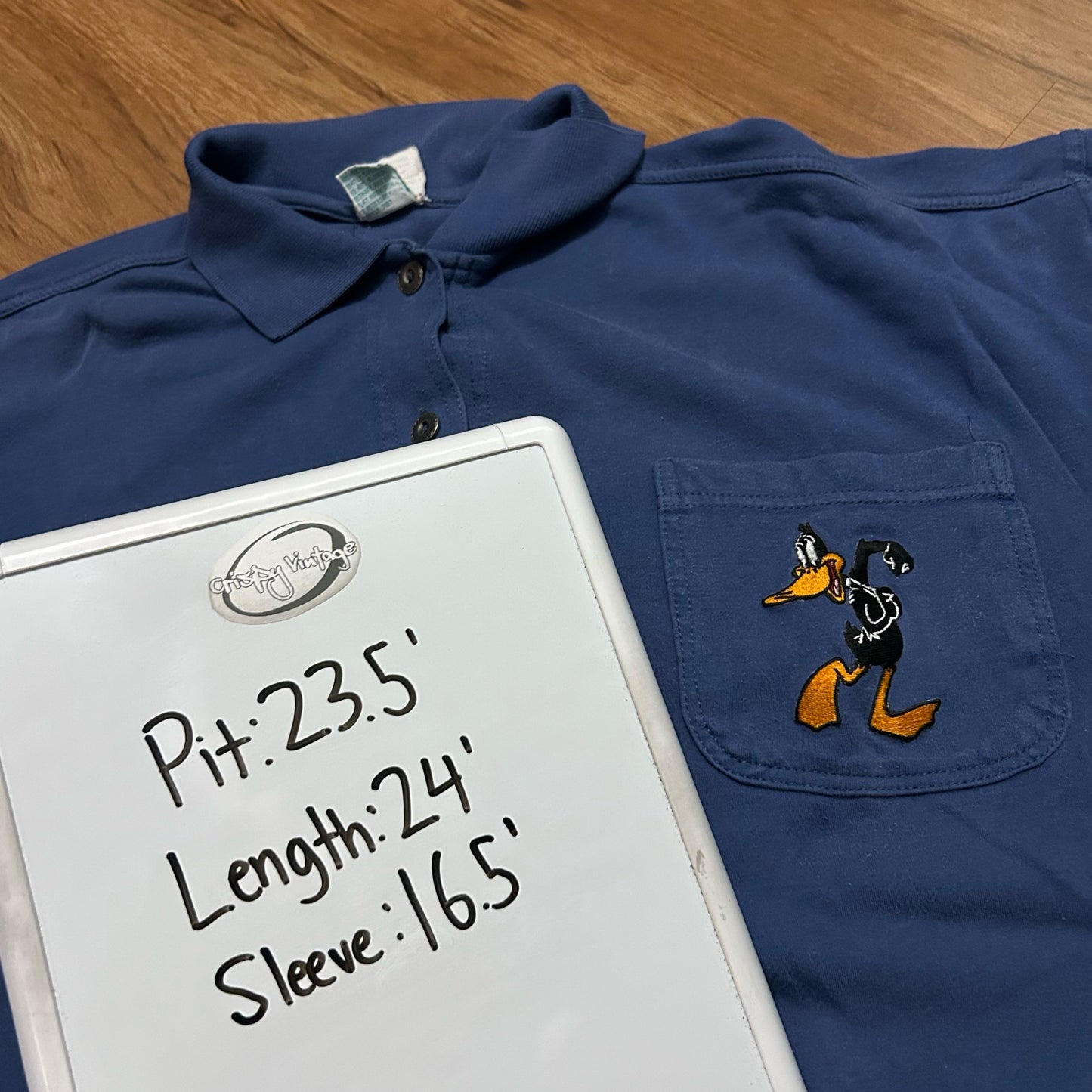 (M) Vintage 90s Warner Bros Looney Tunes Embroidered Blue Button-Up Shirt