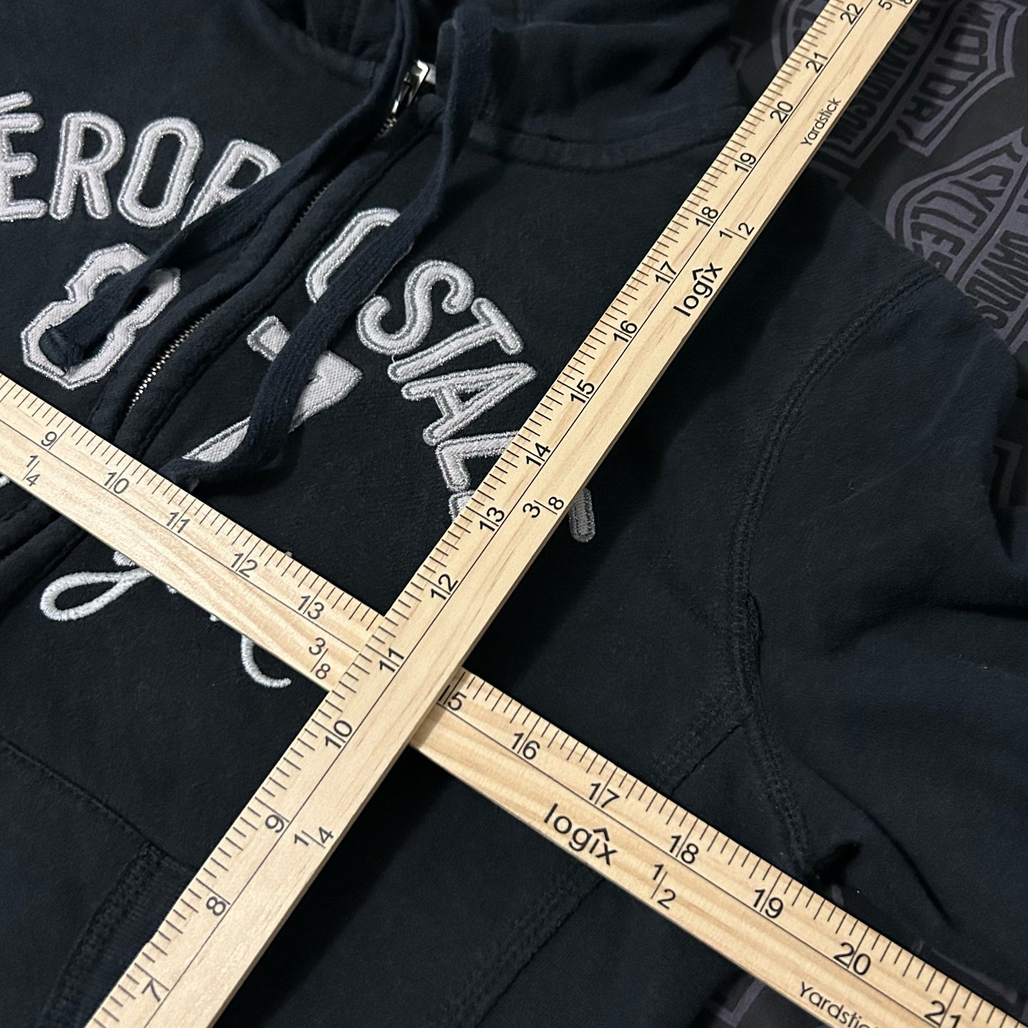 (Woman M) Vintage Y2K Aeropostale New York 87 Full Zip Black Hoodie