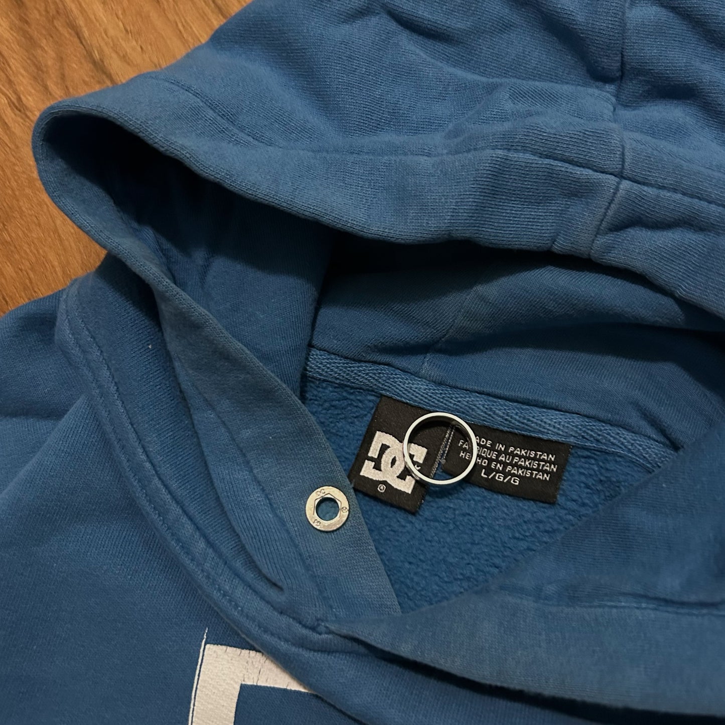 (L) Y2K DC Shoes Center Logo Pullover Blue Hoodie