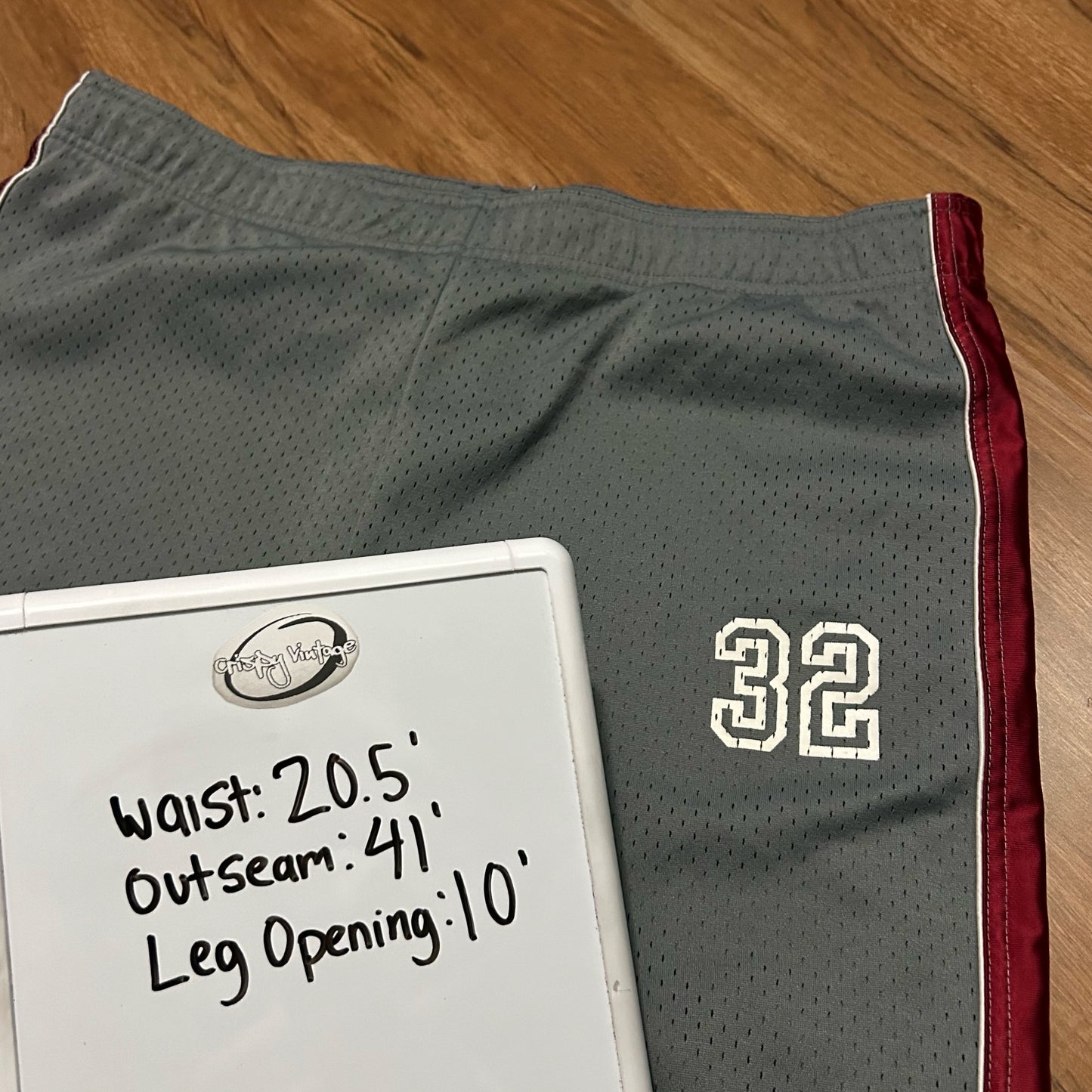 (L) Vintage Y2K Old Navy #32 Mesh Grey Burgundy Track Pants