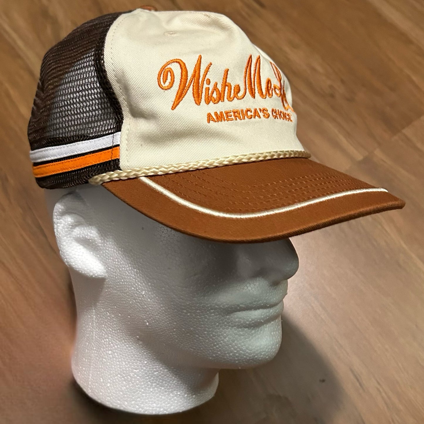 (OS) Wish Me Luck America's Choice Orange Brown Trucker Hat