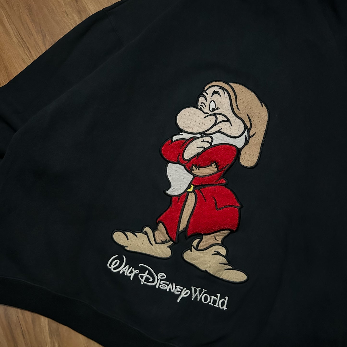 (XL) Vintage Walt Disney World Grumpy Black Full Zip Hoodie