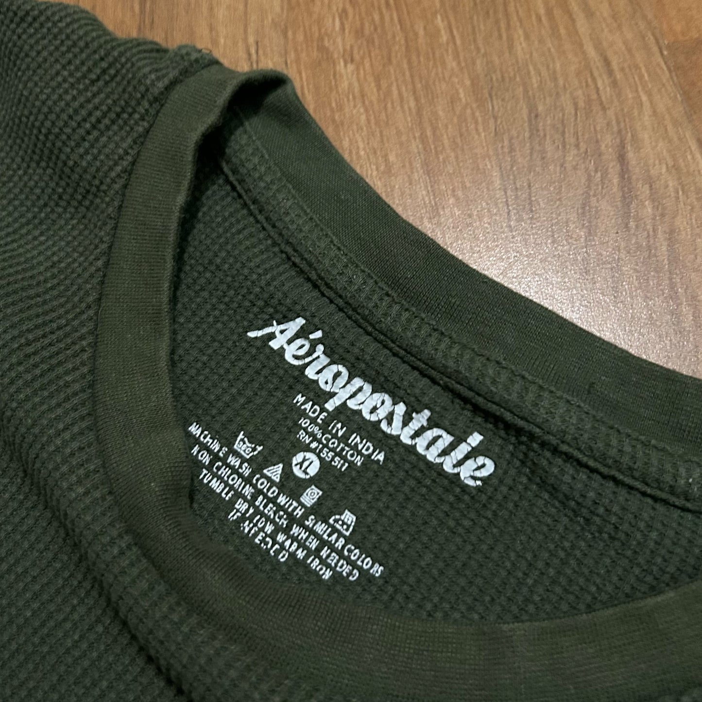 (XL) Aeropostale New York 1987 Olive Green Thermal Waffle Knit Longsleeve