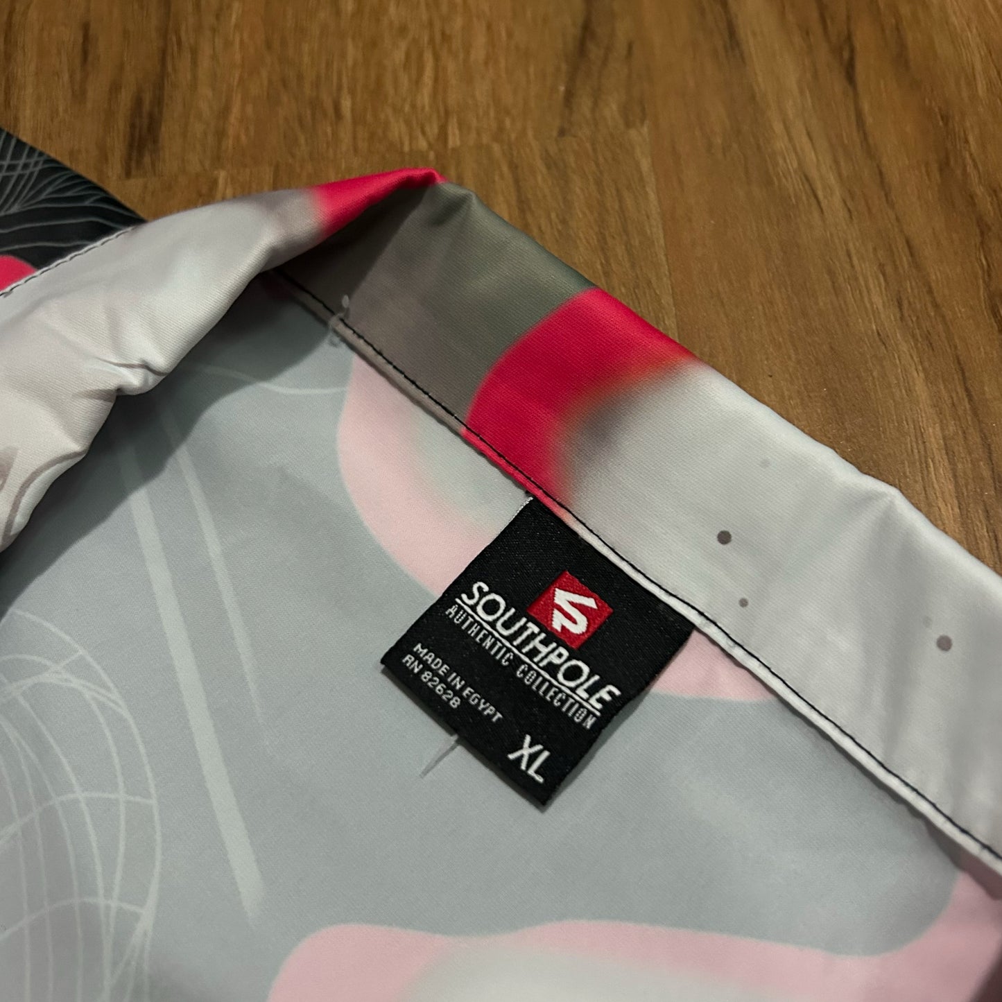 (XL) Vintage Southpole Astronaut Abstract Satin Polo Shirt