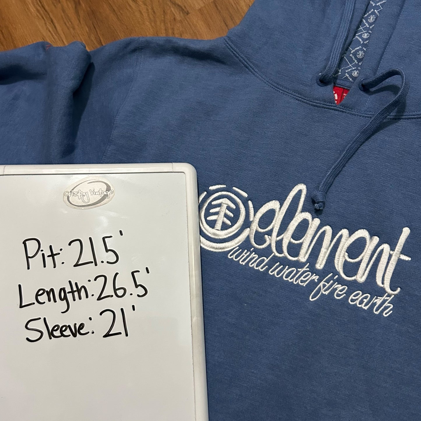 (XL) Vintage Y2K Element Embroidered Blue Pullover Hoodie