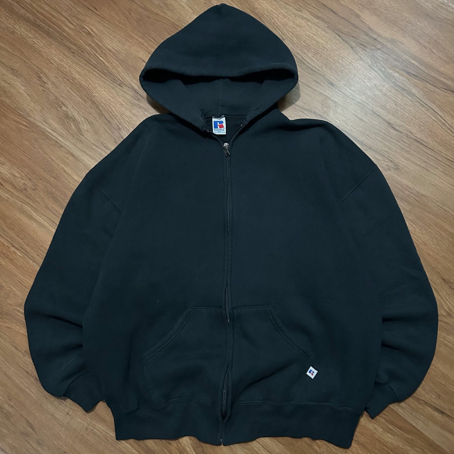 (XXL) Vintage 90s Russell Athletic Black Zip-Up Hoodie