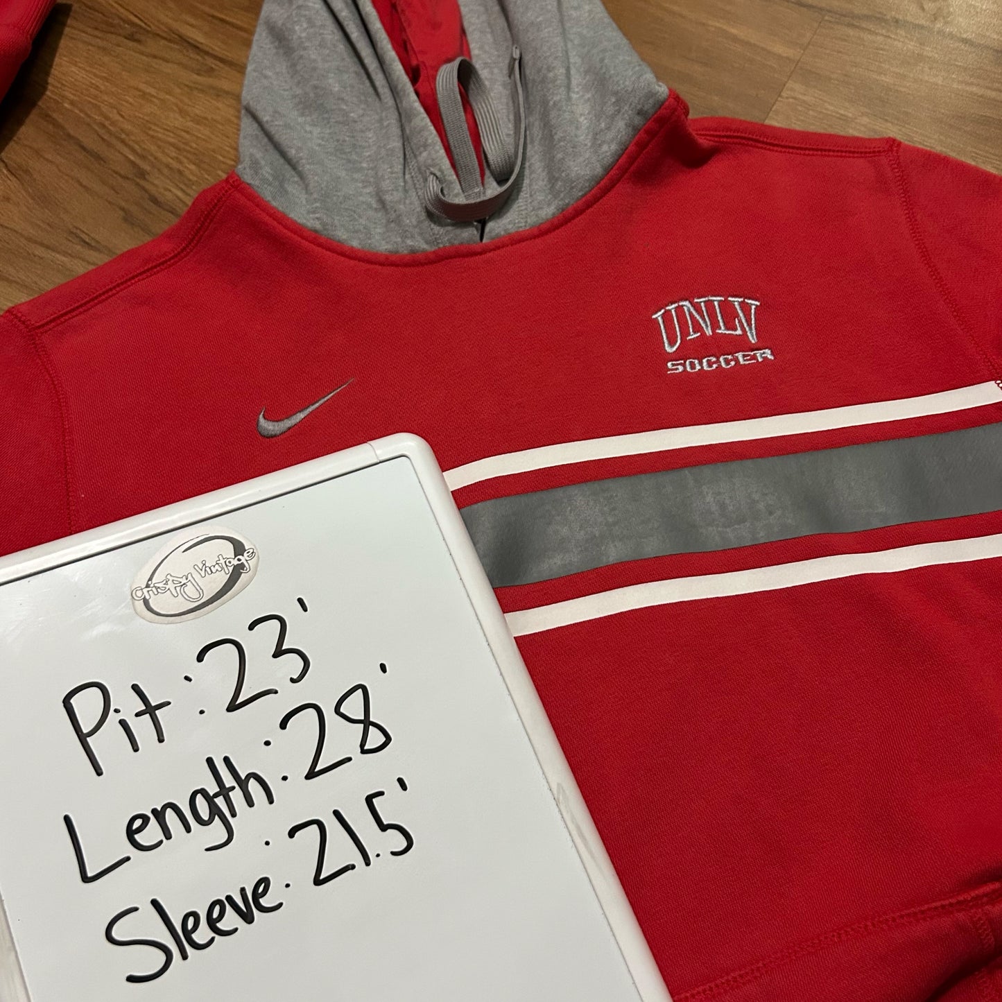 (M) Nike Sportwear UNLV Rebels Soccer Red Grey Striped Pullover Hoodie