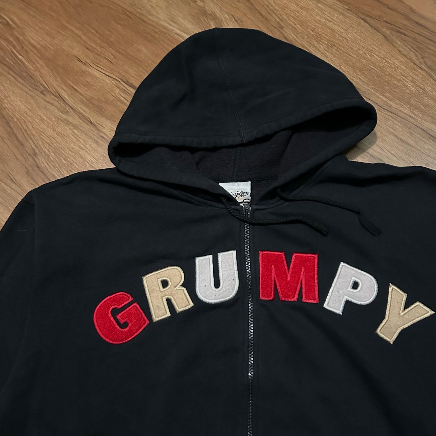 (XL) Vintage Walt Disney World Grumpy Black Full Zip Hoodie