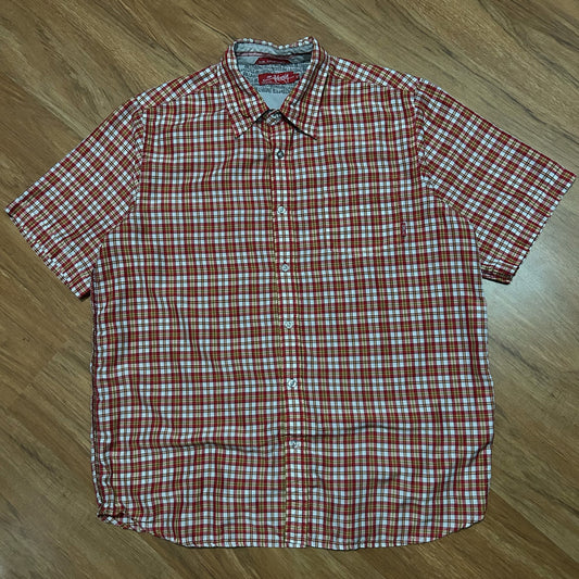 (L) Vintage Y2K Billabong Surfwear Plaid Red Yellow Button-Up Shirt