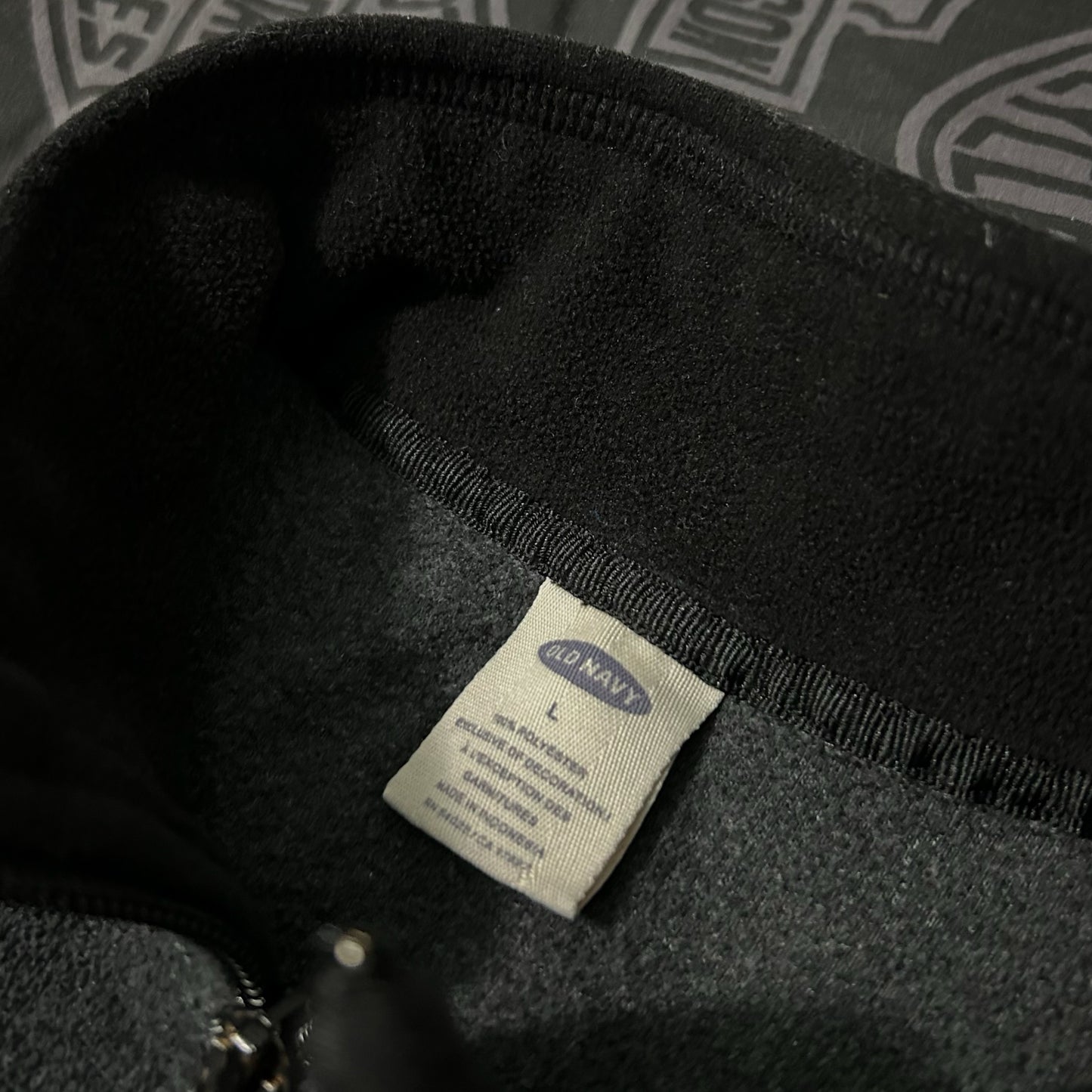 (L) Vintage Y2K Old Navy Grey Quarter-Zip Fleece Pullover Spellout