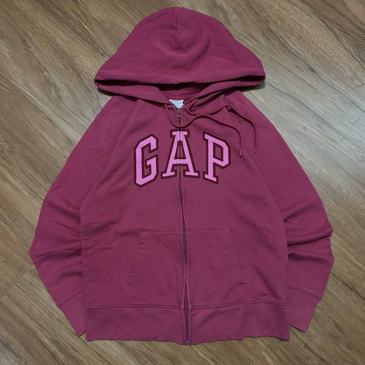 (S) GAP Women's Heritage Logo Full Zip Pink Hoodie