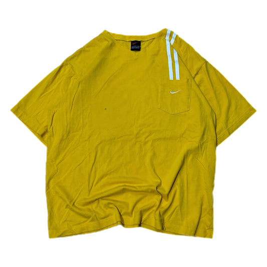 (L) Y2K Nike V-Neck Yellow Pocket Shirt