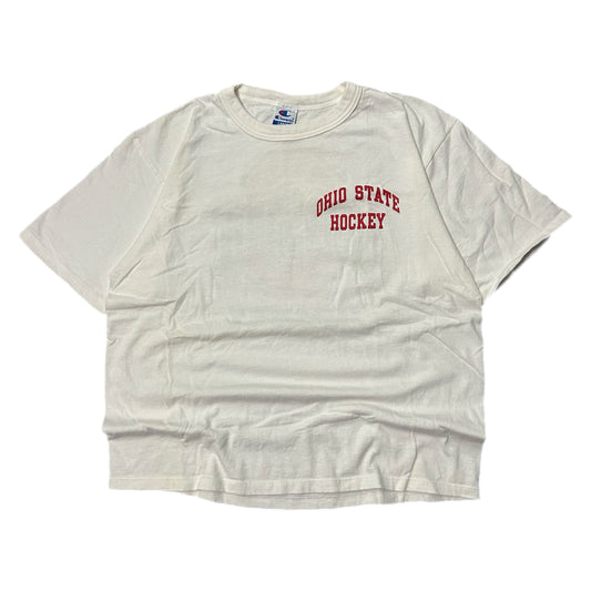 (L) 90s Champion Ohio State Hockey White T-Shirt