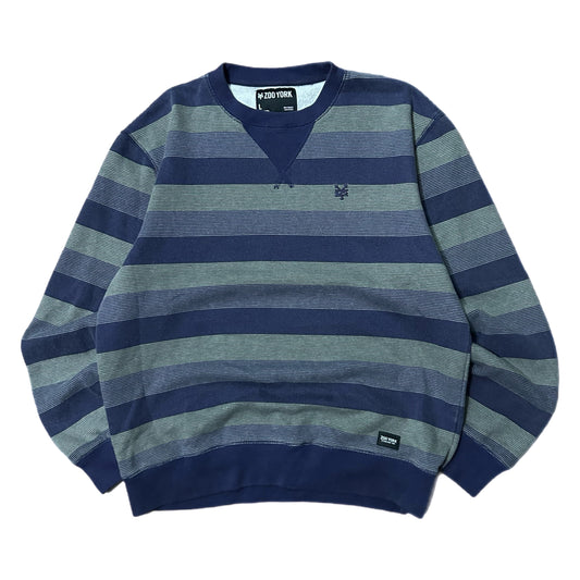 (L) Vintage 2000s Zoo York Striped Purple Pullover Crewneck