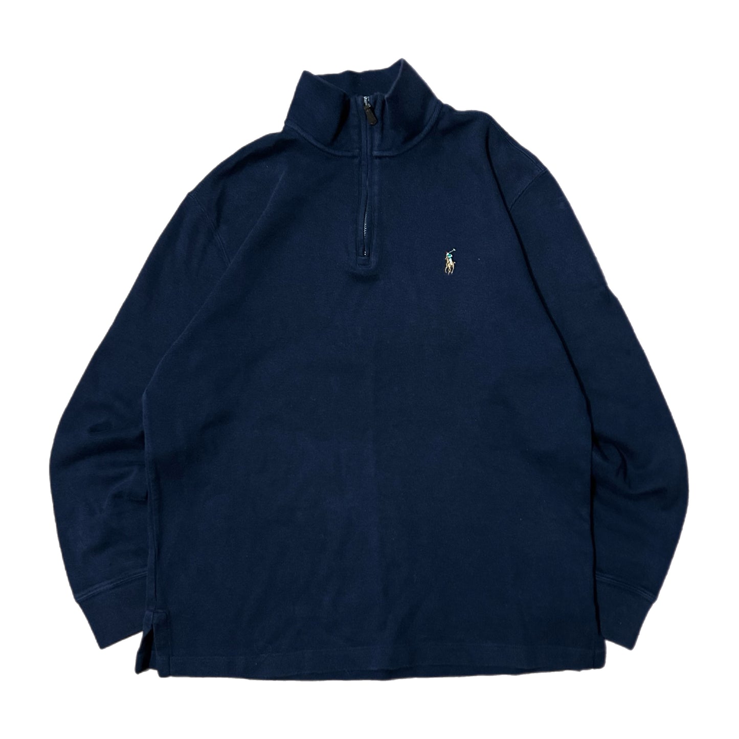(S) Ralph Lauren Polo Mini Logo Navy Quarter-Zip Fleece