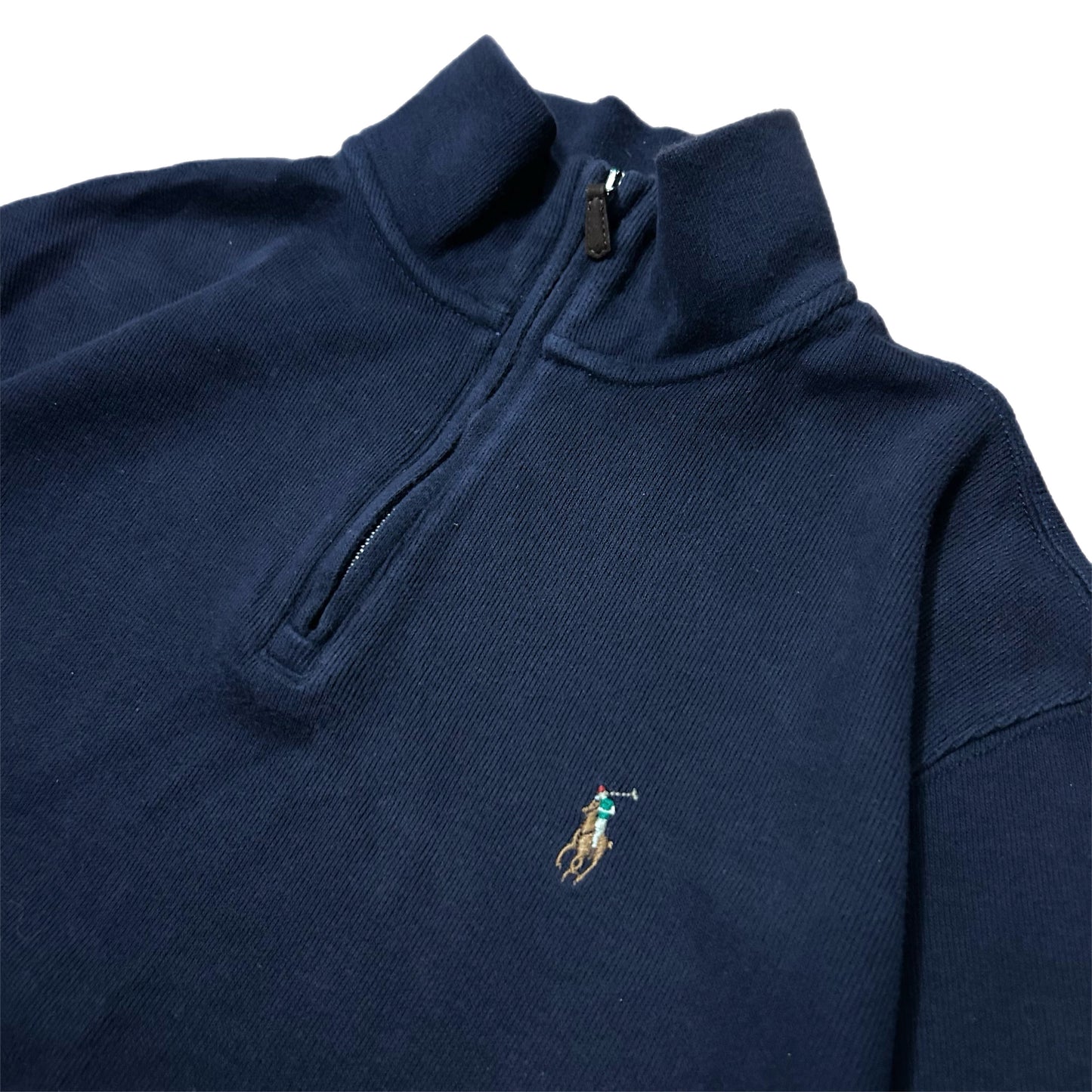 (S) Ralph Lauren Polo Mini Logo Navy Quarter-Zip Fleece