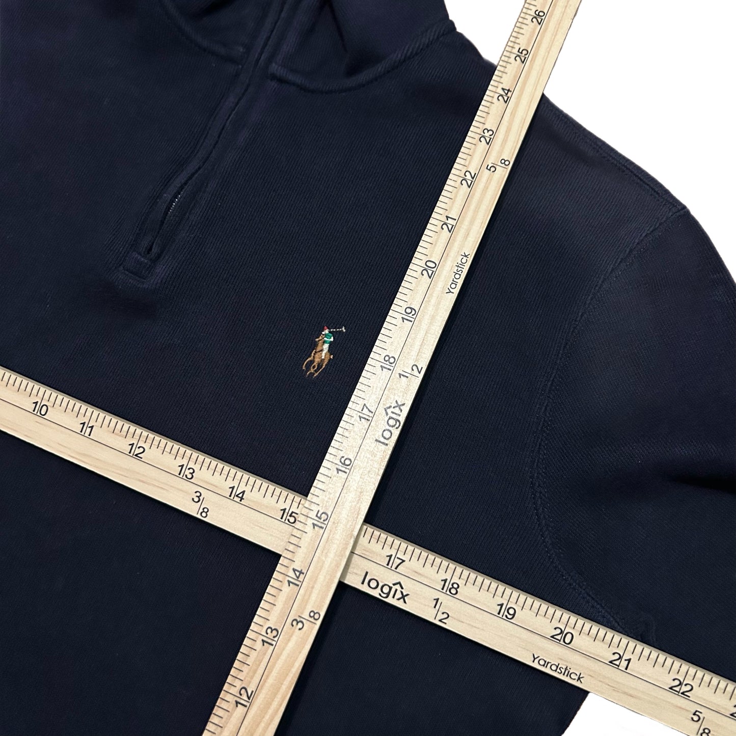 (S) Ralph Lauren Polo Mini Logo Navy Quarter-Zip Fleece