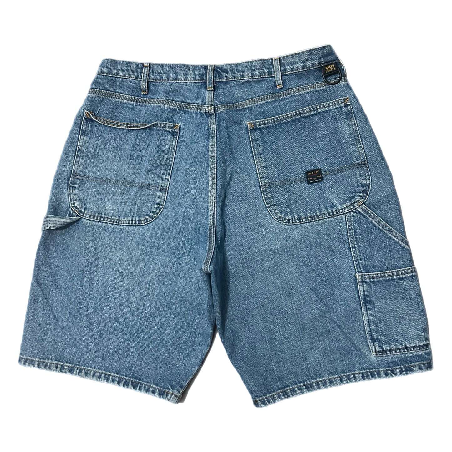 (36) Vintage Polo Ralph Lauren Dark Wash Carpenter Denim Shorts