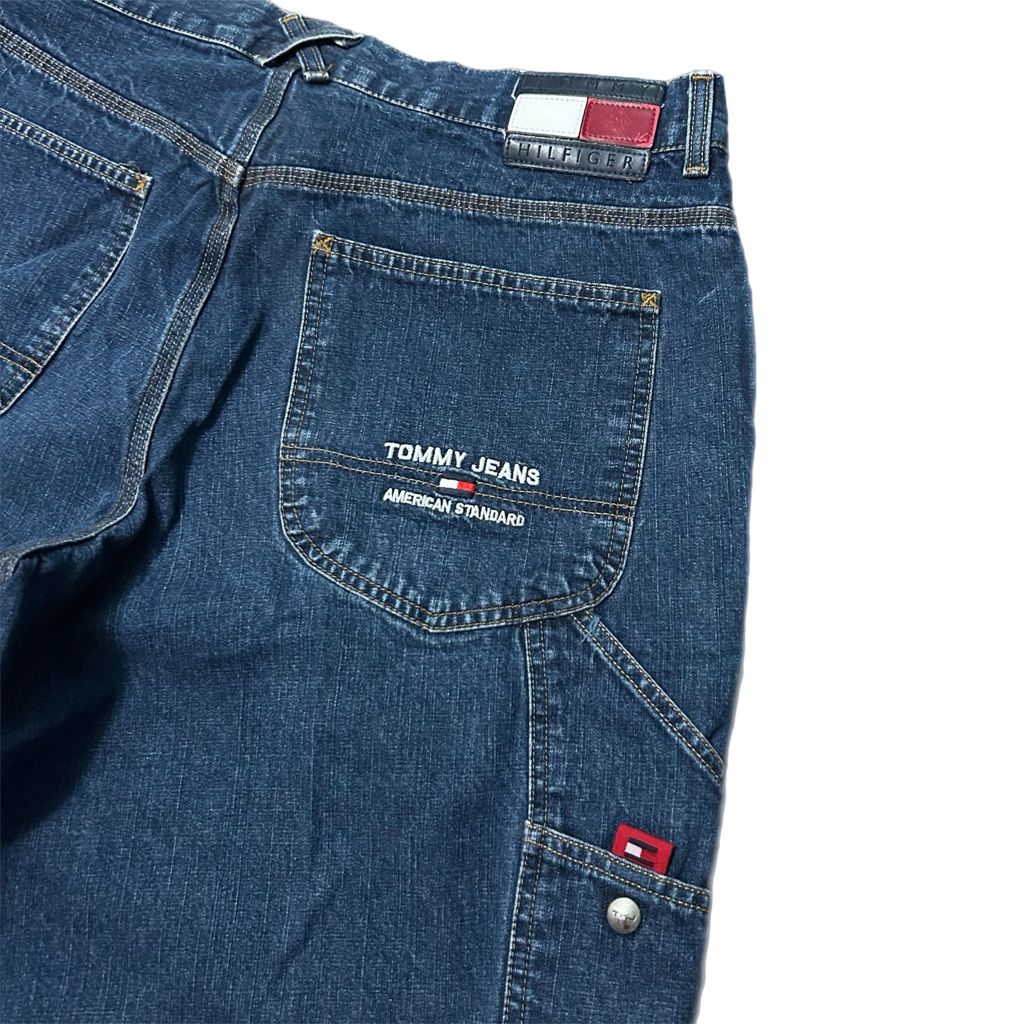 (36) Y2K Tommy Hilfiger American Standard Baggy Jean Shorts