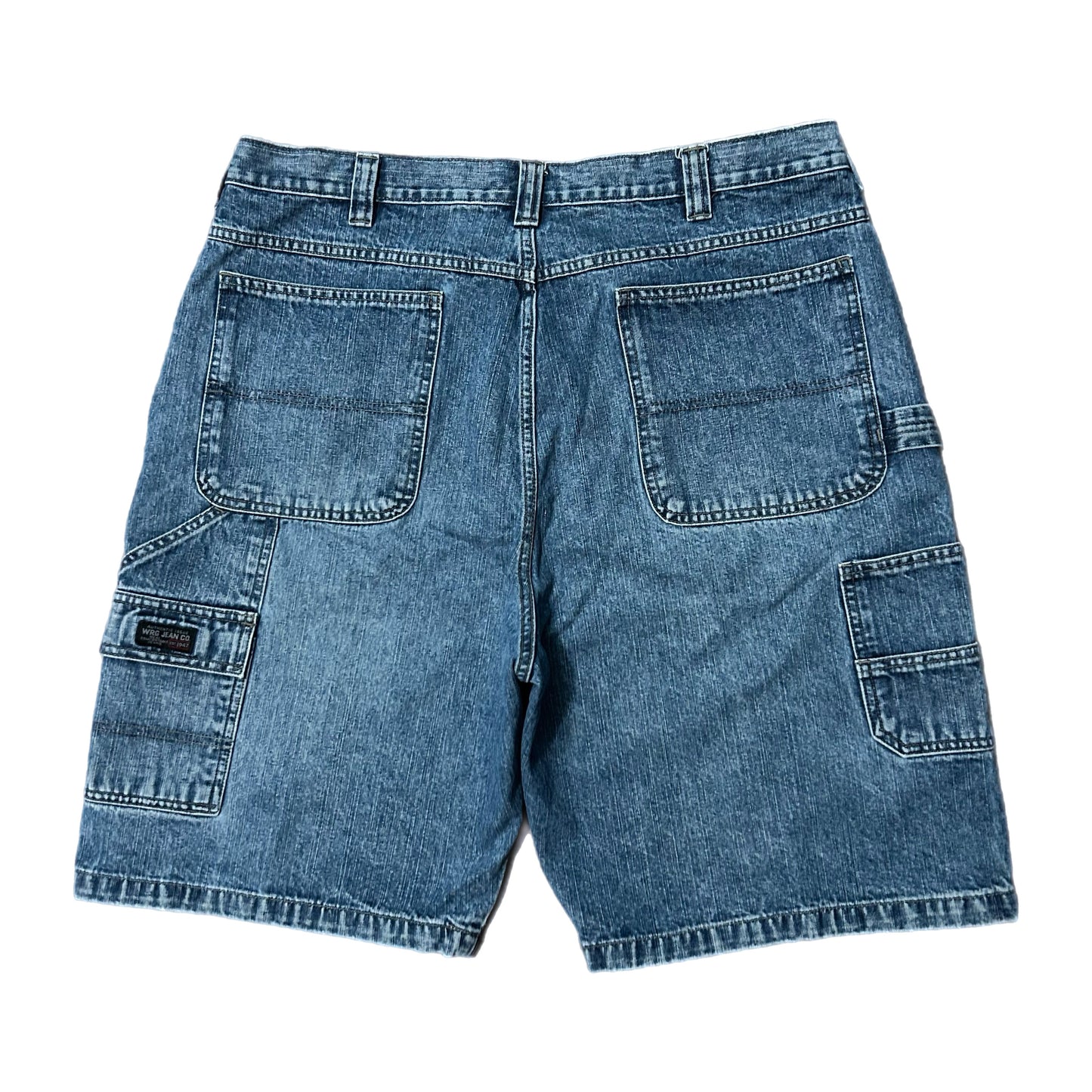 (38) Vintage Wrangler Carpenter Dark Wash Denim Shorts