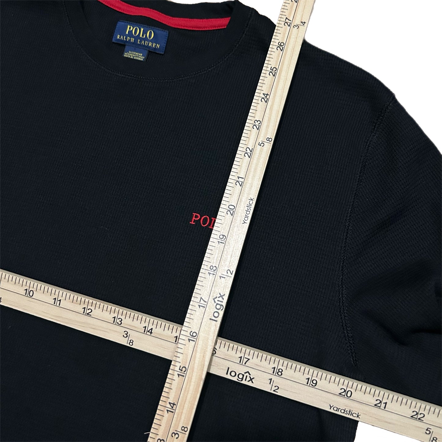 (L) Polo Ralph Lauren Black Waffle Longsleeve Shirt