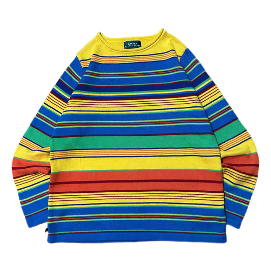 (S) Vintage Polo Ralph Lauren Multi-Colored Striped Pullover Knitted Sweatshirt