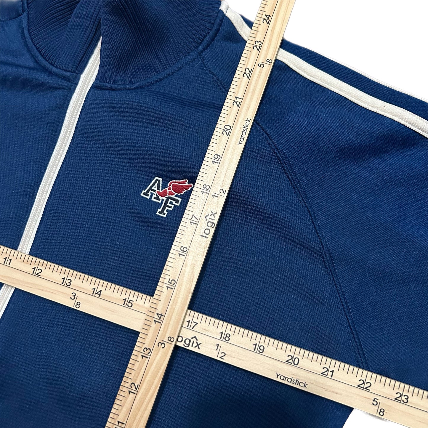 (S) Y2K Abercrombie & Fitch Track Navy Zip Jacket