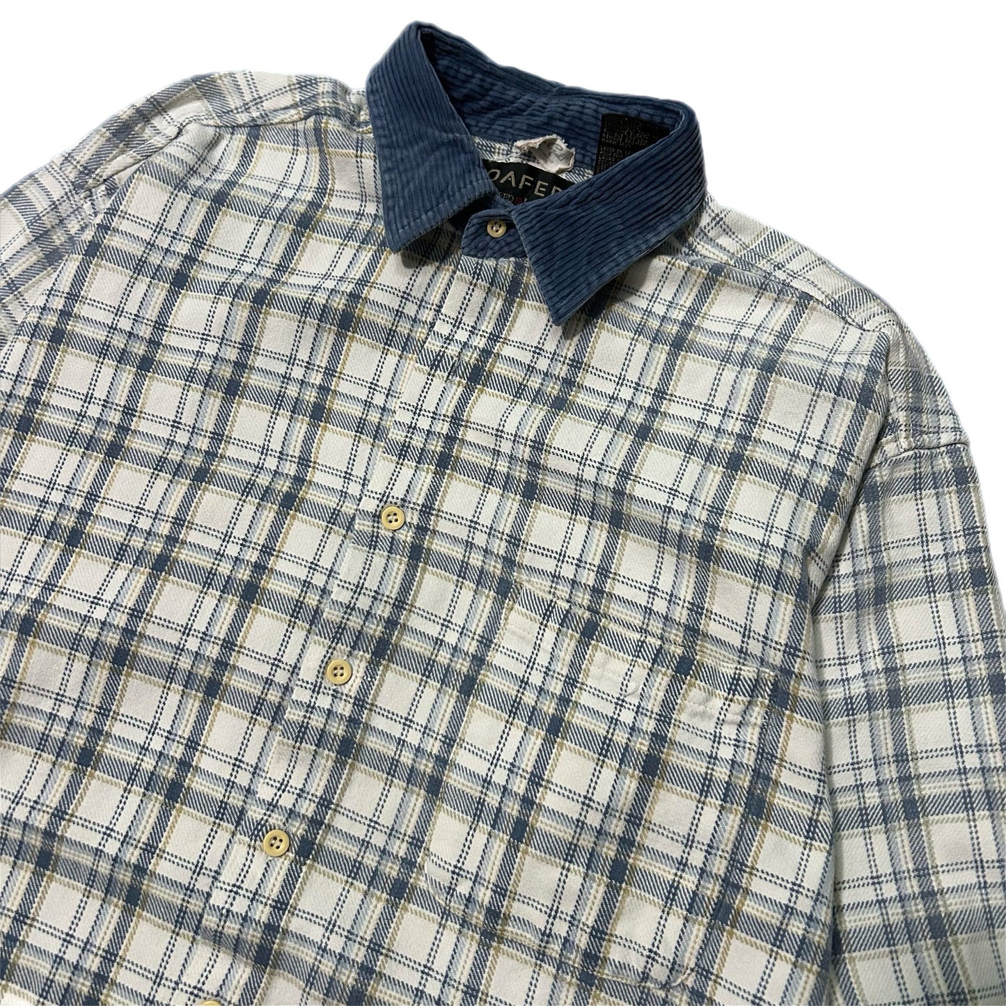 (L) Vintage 2000s New York Plaid Blue Collar Flannel Shirt