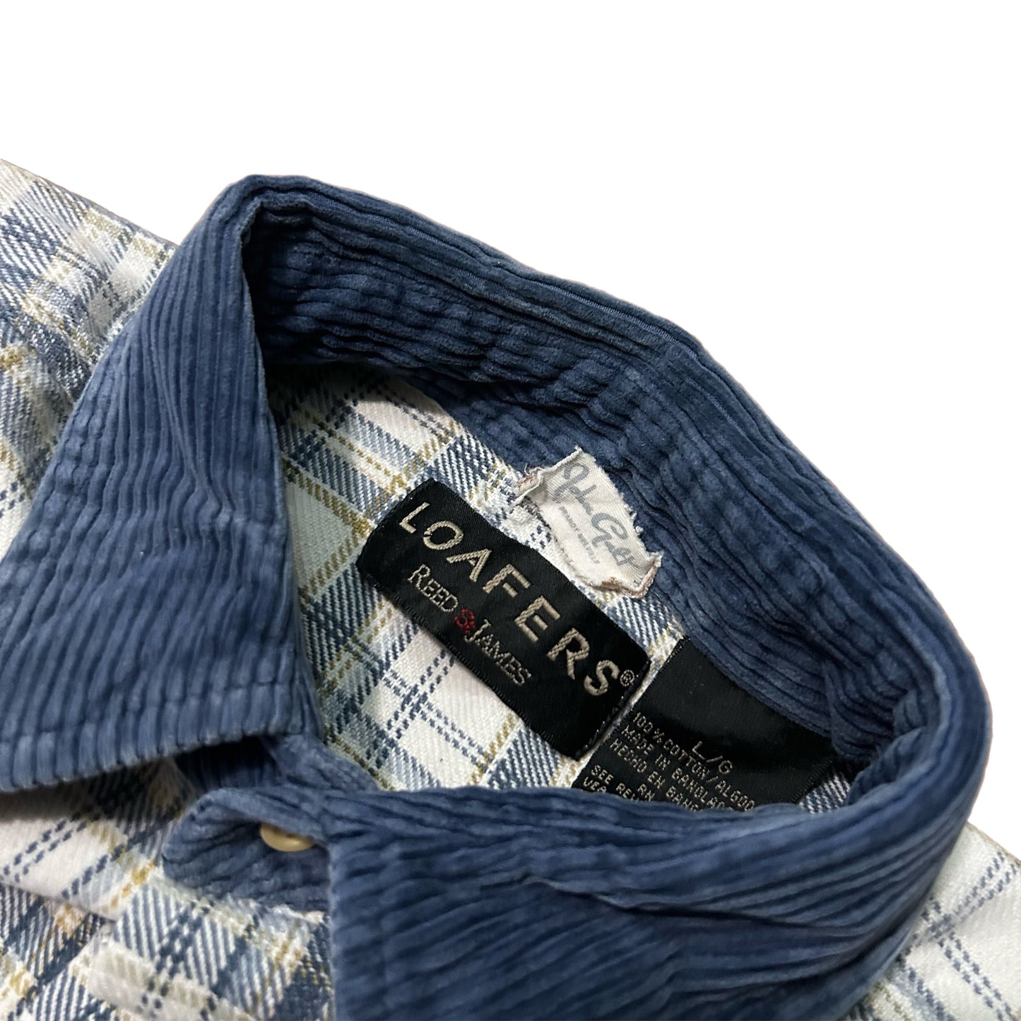 (L) Vintage 2000s New York Plaid Blue Collar Flannel Shirt