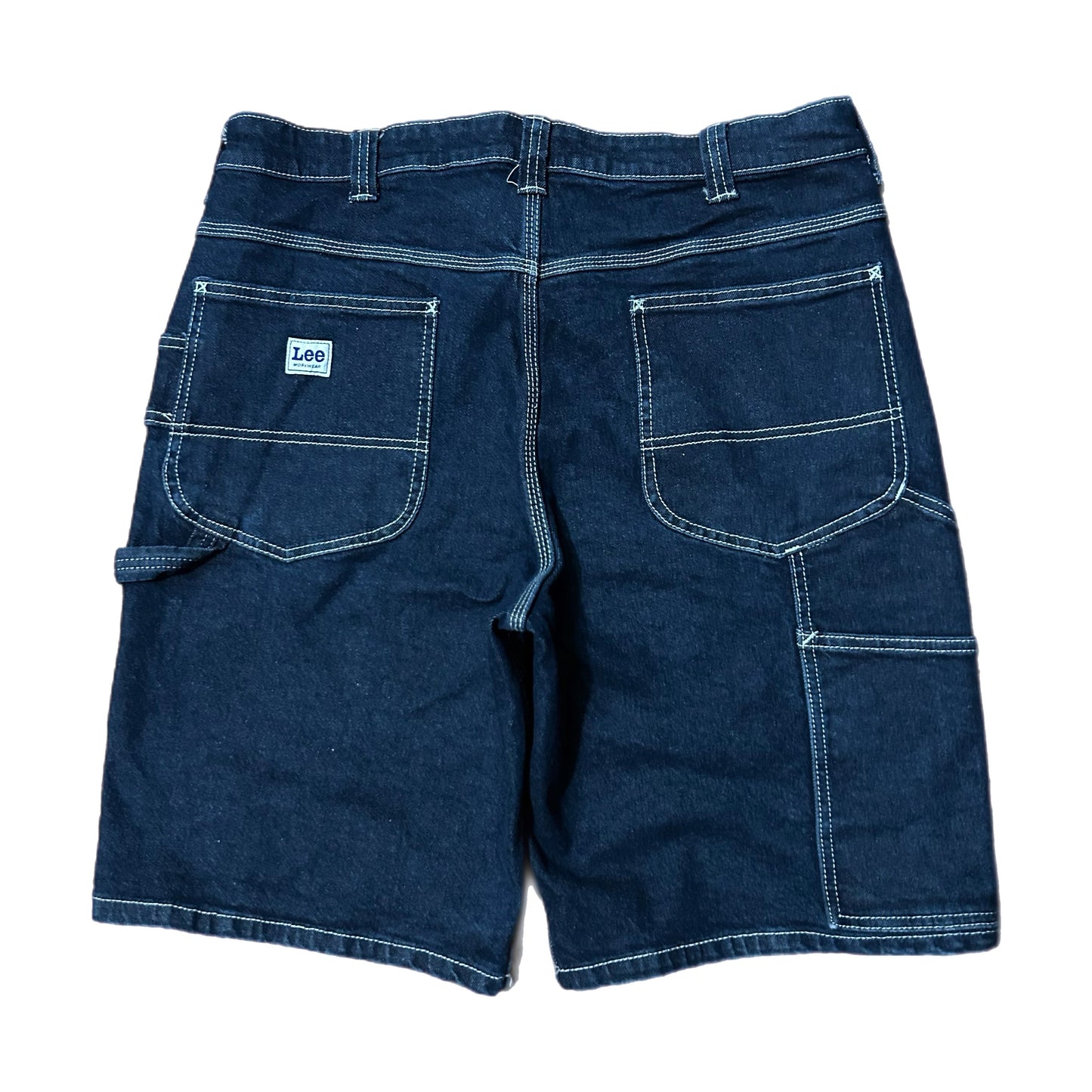 (36) Vintage Lee Workwear Carpenter White Stitch Denim Shorts