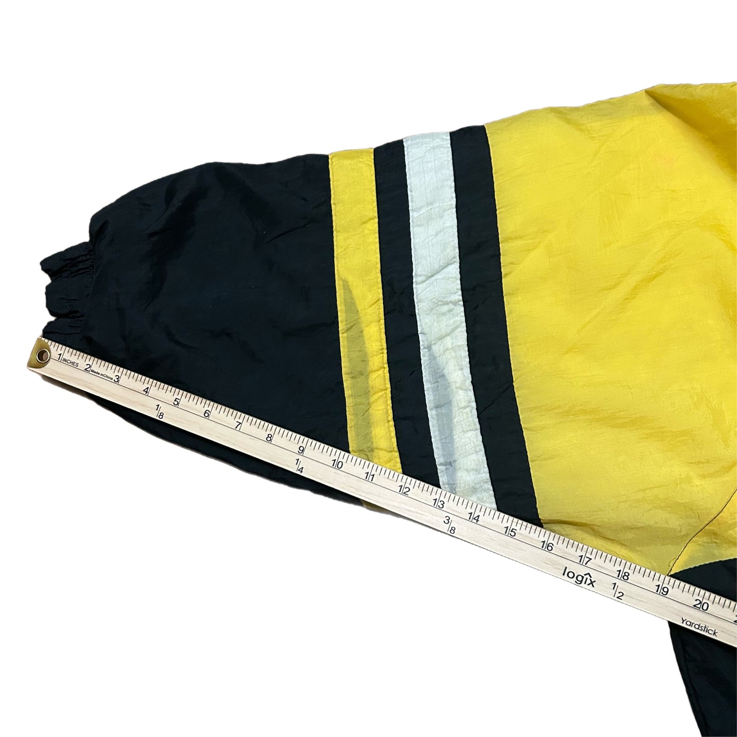 (M) Vintage 90s Logo 7 Pittsburg Steelers Zip-Up Yellow Black Pullover Jacket