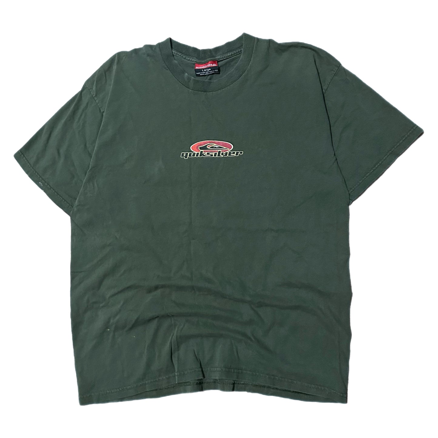 (L) Y2K Quicksilver Center Logo Navy Green T-Shirt