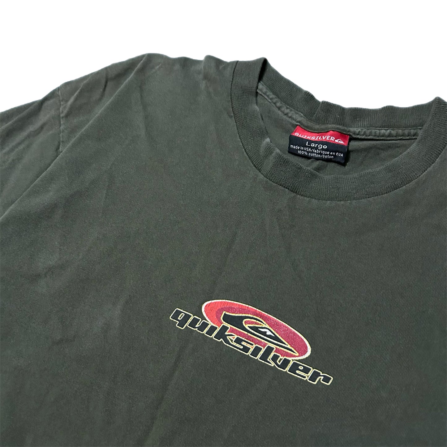 (L) Y2K Quicksilver Center Logo Navy Green T-Shirt