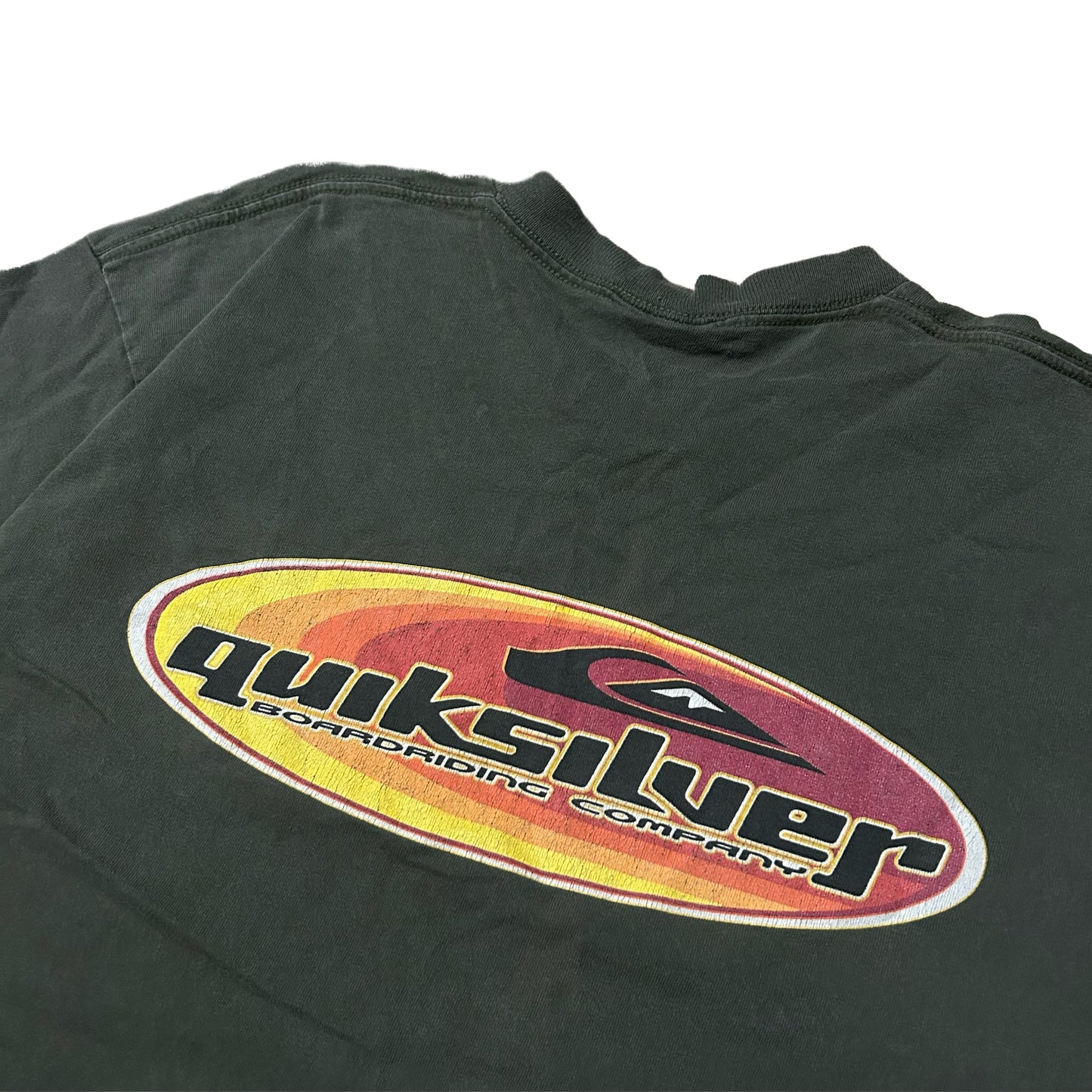 (L) Y2K Quicksilver Center Logo Navy Green T-Shirt