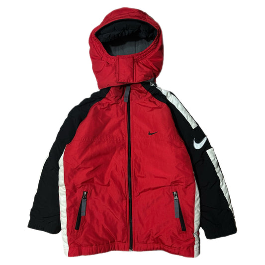 (Kids L) Y2K Nike Reversible Windbreaker Fleece Red Zip-Up Jacket